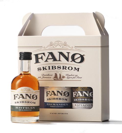 Rom - Fanø Skibsrom gaveæske, Havmanden, Havfruen og Gunpowder 3x5 cl.