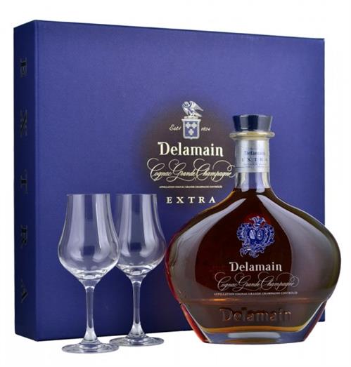 Cognac - Delamain Extra 70 cl. med glas