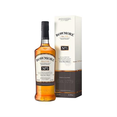 Whisky - Bowmore No. 1, 0,7 l med 2 glas